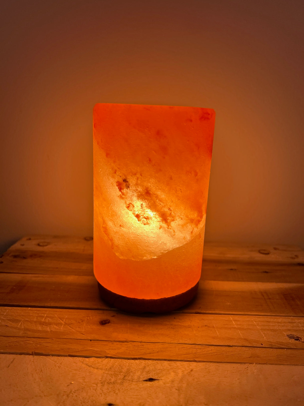 Cilinder Himalaya zoutlamp, warm oranje gloeiend, 3.5 kg