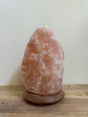Himalaya zoutlamp 3-4kg op houten voet – roze zoutkristal lamp uit Pakistan, sfeervol en luchtzuiverend, perfect voor woonkamer, slaapkamer of yoga.