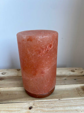 Himalaya zoutlamp cilinder met houten voet en warm licht inclusief snoer en reservelampje