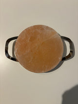 Himalaya Salt Stone Cooking/Serving Plate Round incl. Stainless Steel Frame – Ø20x4cm