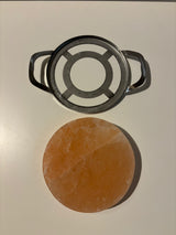 Himalaya Salt Stone Cooking/Serving Plate Round incl. Stainless Steel Frame – Ø20x4cm