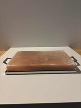 Himalaya zoutsteen kookplaat XL met RVS frame voor BBQ en oven gebruik