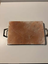 Himalaya Zoutsteen Kookplaat XL rechthoekige zoutsteen kookplaat met RVS frame 38x25x5 cm