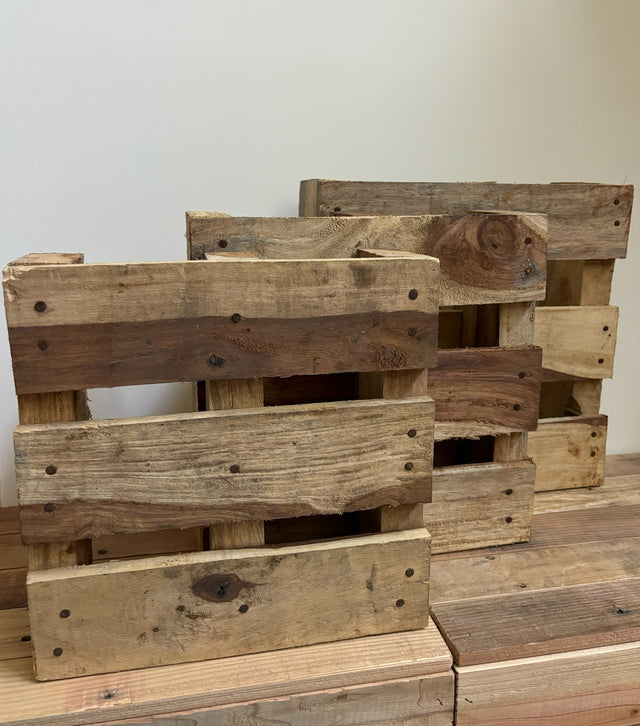 3 soorten handgemaakte Sheeshamhoute pallets, perfect als natuurlijke ondergrond voor diverse maten Himalaya zoutlampen.