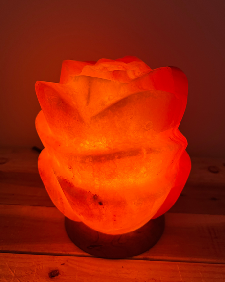 Lotusbloem Himalaya zoutlamp, warm oranje gloeiend, 3.5 kg