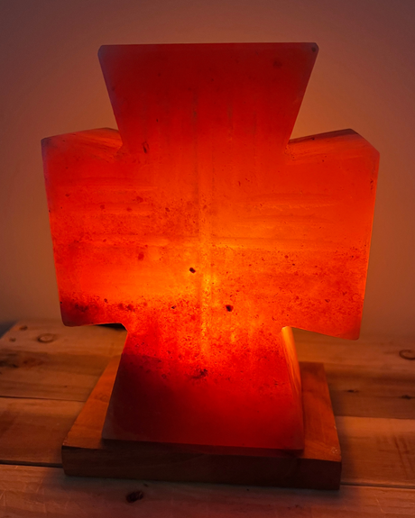 Christus Kruis Himalaya zoutlamp, warm oranje gloeiend, 5.0 kg