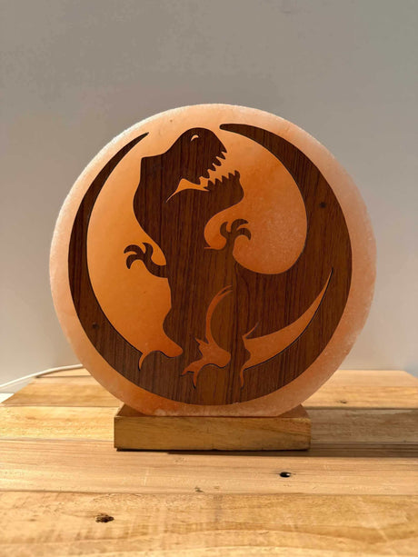 Himalaya zoutlamp dino 3D – sfeerverlichting van natuurlijk zout